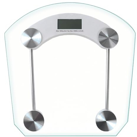 SODANY Báscula de Baño Digital Transparente - Diseño Invisible con Estructura Metálica Reforzada, Plataforma XL (33x33cm), Vidrio Templado 6mm, Alta Precisión 180kg, Pantalla LCD, Incluye Pilas
