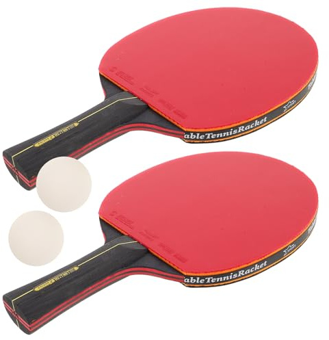 FUNOMOCYA Set de Raquetas de Tenis de Mesa Mango Largo y Corto Palas de Madera Natural 3 Balones Incluidas Kit Portátil para Entrenamiento Escolar y Uso en Interiores y Exteriores