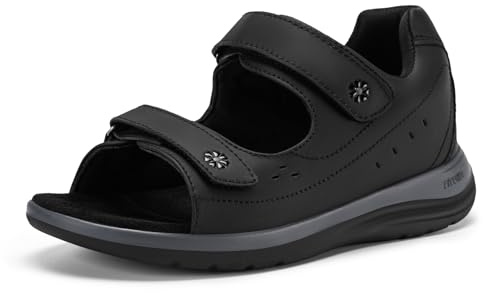 FitVille Women's Wide Fit Open Toe Diabetic Sandals with Adjustable Strap, Comfortable Slippers for Swollen Feet, Breathable Lightweight Walking Shoes with Arch Support