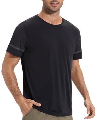 AMZSPORT T-Shirt Sportive da Uomo a Girocollo Traspiranti e Maniche Corte Maglietta Manica Corta Asciugatura Rapida Traspirante Palestra Running Trekking