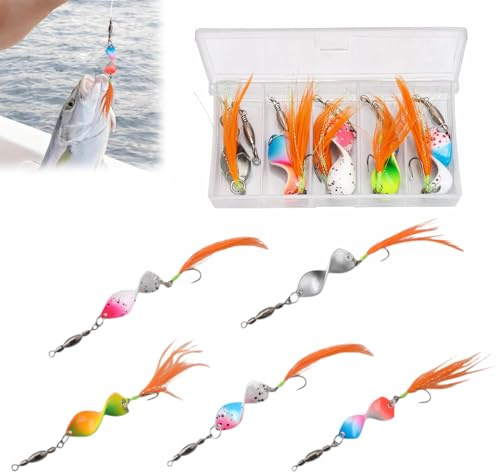 Spoons Trucha 4,2 g en caja de Spoonbox, cebo para trucha, cebo de pesca, juego de cucharas para trucha, intermitentes, trucha, trucha, accesorios de pesca con balanceo, 5 unidades