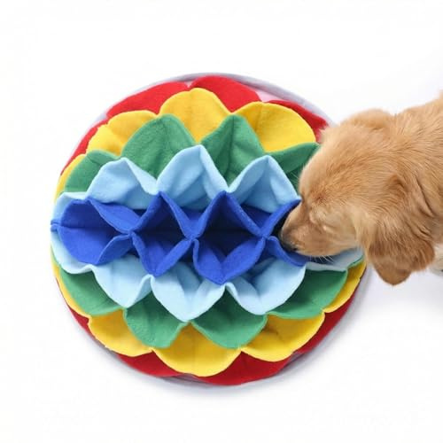 Satiskid Snuffle Mat for Dogs, Washable Rainbow Sniffing Pad, Slow Feeder Puzzle Toy for Stress Relief & Smell Training, 30x30cm