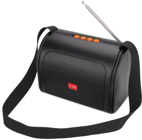 Trådlös Bluetooth-högtalare, bärbar, lätt, för utomhusbruk, resor, hållbar, med solcells- och radiofunktion, 20 timmars batteritid, bärrem, handsfree-funktion, svart