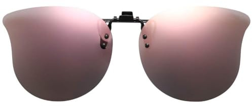 CAXMAN Polarized Cat Eye Clip On Sunglasses Over Prescription Glasses for Women UV Protection Flip Up Pink Mirrored Lens