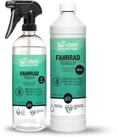 bio-chem Fahrradreiniger Spray - 1000 ml + 750 ml - biologisch abbaubar & materialschonend - Premium Reinigungsmittel für das gesamte Fahrrad - Geeignet für alle Fahrradtypen, auch E-Bike