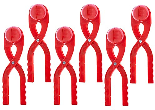 Superio Snowball Makers for Kids, Outdoor Winter Fun Toys, Perfect Snow Ball Shape Maker for Kids and Adults (6 Pack, Red)
