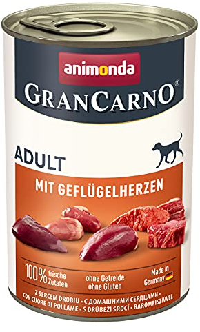 animonda GranCarno Adult mit Geflügelherzen (6 x 400 g), Hunde Nassfutter für ausgewachsene Tiere, Nassfutter für Hunde mit 100% frischen, fleischlichen Zutaten, Hundefutter ohne Getreide