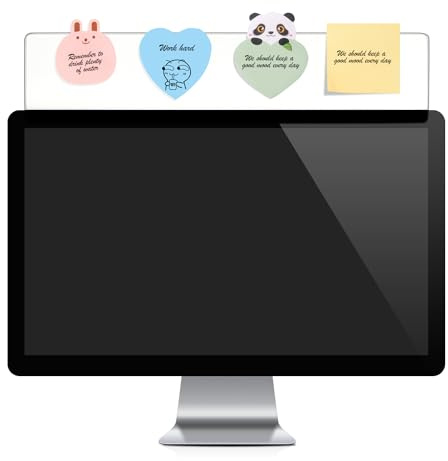 Yocoolfun 2 Pieces Monitor Memo Board Top Mount,18“ Monitor Sticky Note Holder,Universal Transparent Sticky Notes Memo Pad,Sticky Boards,Message Board for Computer Monitors