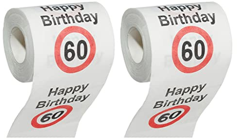 MIK funshopping Articoli di carta igienica divertente per compleanno, regalo divertente (60° compleanno – 2 rotoli)