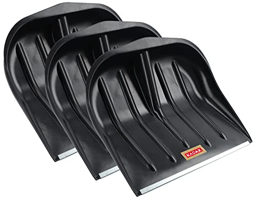 KADAX Pelle à neige 46 x 39,5 cm Pelle à neige sans manche Déneigeuse avec bord en tôle de zinc, pelle à neige en plastique (3, noir)