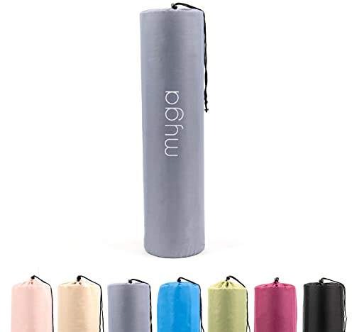 Myga Bolsa compacta para yoga, pilates, fitness y estera de ejercicio con correa ajustable para mujeres y hombres, bolsa de viaje ligera impermeable para gimnasio en casa y estudio, color gris