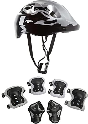 Gesuter Ensemble d'Protection pour Casque vélo, Casque réglable, protège-Poignets Genou, pour la Protection Scooter Patinage à roulettes en LSkateboard