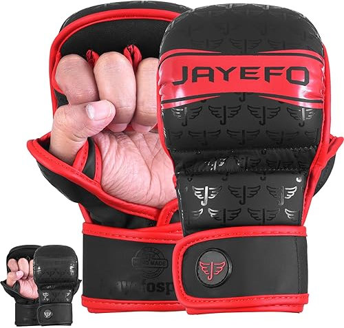 Guantes Jayefo MMA | Manoplas de Combate y Agarre de Palma Abierta | Artes Marciales para Hombres y Mujeres | Soporte de muñeca | Deportes de Combate: MMA, Boxeo, Muay Thai, Kickboxing