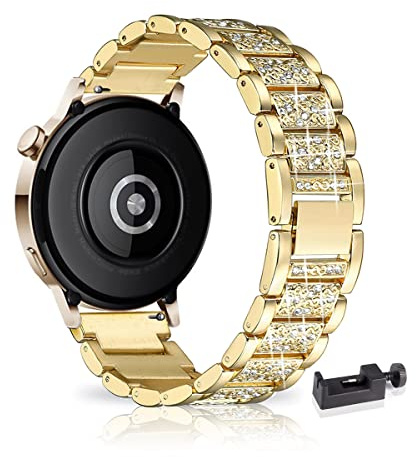 20MM Metall Armband für Huawei Watch GT 3 Pro 43mm/Honor Magic Watch 2 42mm Armband, Frauen Strass Glitzer Verstellbare Edelstahl Ersatzbänder Armband Kompatibel mit Huawei Watch GT 3 Pro 43mm (C)
