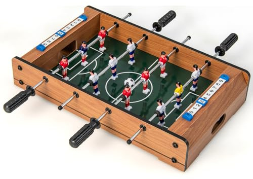 COSTWAY Mini bordskicker, bordsfotboll för 2 spelare med robust handtag, 2 fotbollar och resultattavla, kickerbord fotbollsbord av trä för vuxna och barn, 51 x 30,5 x 9 cm