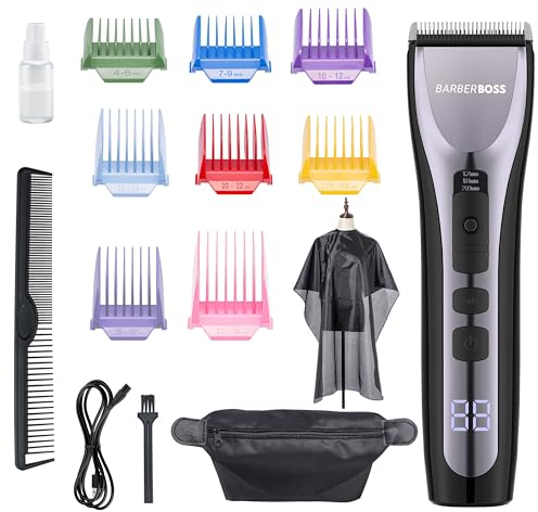 BarberBoss regolabarba uomo, tagliacapelli uomo, kit per la pulizia maschile, Tagliacapelli da uomo, tagliacapelli a batteria per taglio di capelli uomo QR-2096