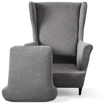 Mingfuxin Wingback Chair Covers, 2 Piece Set Stretch Armchair Sofa Slipcovers with Cushion Covers,Thicken Washable Wing Chair Slipcover Furniture Protector for Living Room Bedroom