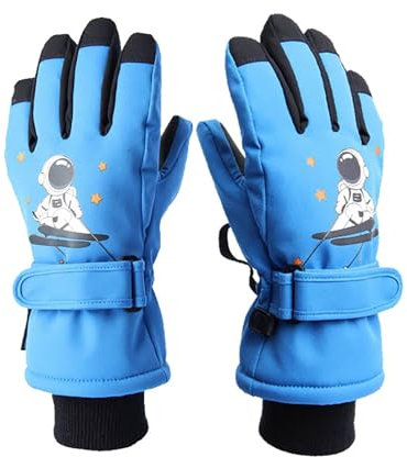 Kinder-Skihandschuhe, wasserdicht, Snowboard-Handschuhe, warme Handschuhe, Uni, für Mädchen und Jungen, kaltes Wetter, Schneehandschuhe, mit Handgelenk-Leine, Winter, Kinder, Schneehandschuhe