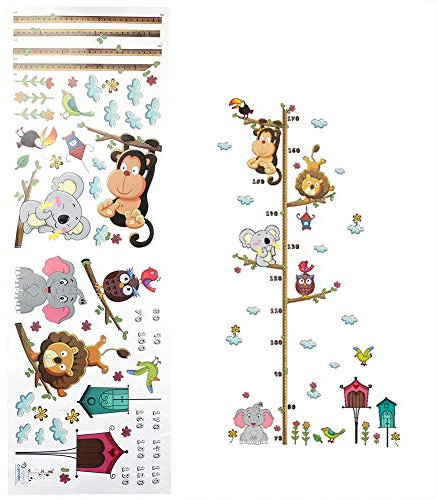 Tier-Wandaufkleber, Messlatte für Kinder, Wandaufkleber, Cartoon-Tiere, Höhenmaß-Aufkleber, Wanddekoration für Kinderzimmer, Schlafzimmer