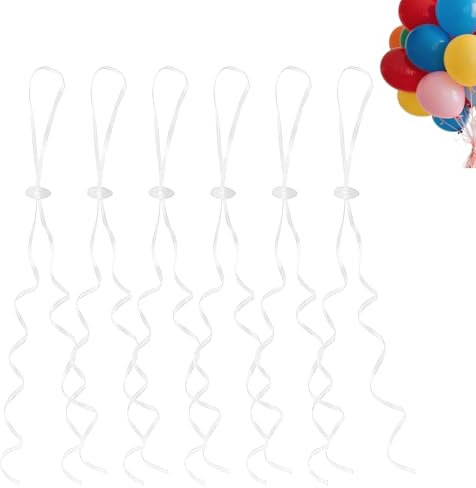Flomiara 50 chiusure per palloncini, nastri riutilizzabili per compleanni, Natale, cordini per palloncini da appendere per feste di nozze, compleanni, feste, tutti i giorni, celebrazioni, bianco
