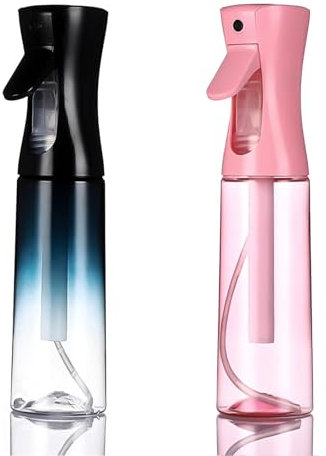Hair Mister Spray Bottle, Continuous Spray Bottle, 2 Pack Ultra Fine Water Spray Bottles for Hairs Styling, Plants Care, Facial Misting and Surface Cleaning, Compact Design with 360 Degree Spray