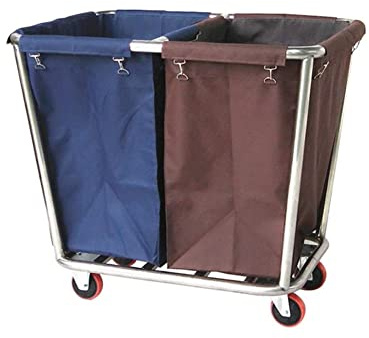 Carrello portabiancheria a 2 sezioni con cesto rimovibile – soluzione di stoccaggio efficiente per pulizie e organizzazione commerciale della biancheria da hotel
