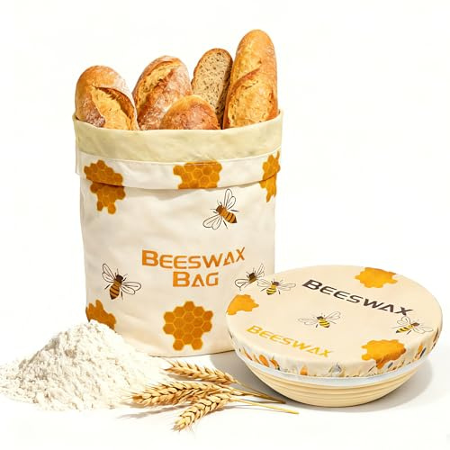 OHIYO Sacchetti per pane in cera d'api per uso domestico e riutilizzabili, coperchio per ciotola per la lievitazione, coperchio elastico per ciotola per lievitazione naturale, set per la panificazione