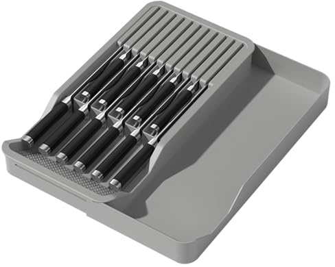 Cassetto Portacoltelli - Organizzatore Cassetto Coltelli, Portaposate Espandibile Da Cucina, Inserisci 16 Coltelli E 1 Acciaino, Divisori Per Portaposate 56 × 48 Cm, Inserto Organizzatore Per Risparmi