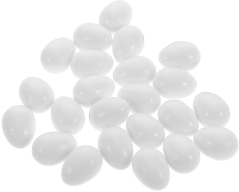 OUNONA 24pcs Solid Plastic Faux Eggs Artificial Bird Eggs for Parrot Cockatiel Dove Finch Brooding Training Nesting Box Accessories to Stop