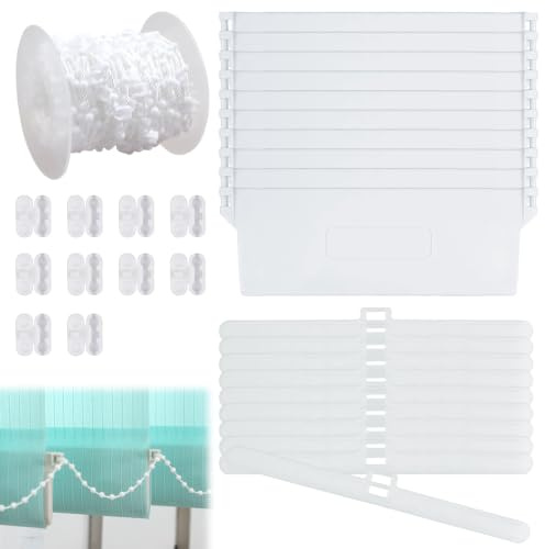 10 Piezas Kit de Reparación Persianas Verticales 127mm, Placas de Peso, Cortinas Verticales Accesorios, Contrapesos para Cortinas con 10m Cadena, Colgadores, Conectores