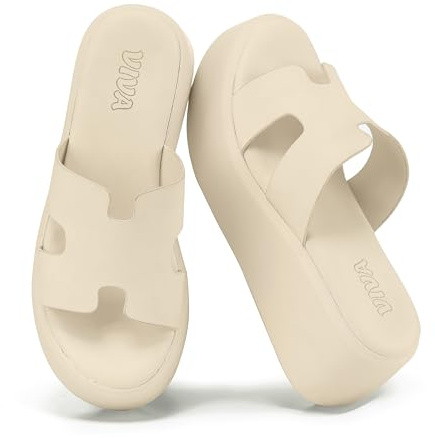 VIVASHOES Women’s Platform Mule Sandals - Lightweight Chunky Slide Sandals for Ladies - Open Toe Slip On Summer Footwear with Flatform Sole