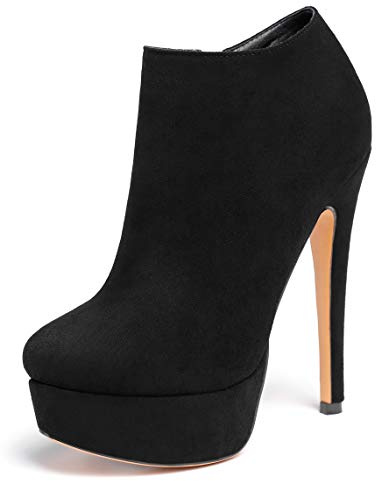 Elashe Femme Bottines 5.6 Talon Aiguille Plateforme Talon Haut Bottes Noir EU39