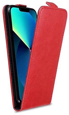 cadorabo Coque Compatible avec Apple iPhone 13 Mini en Rouge Cerise - Housse Protection en Style Flip en Similicuir Lisse - Etui Poche Folio Case Cover