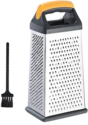 Kitchen Cheese Grater，Stainless Steel Grater for Coarse, Medium, Fine, Grating，Zesting，Slicing (4 Sided Grater)