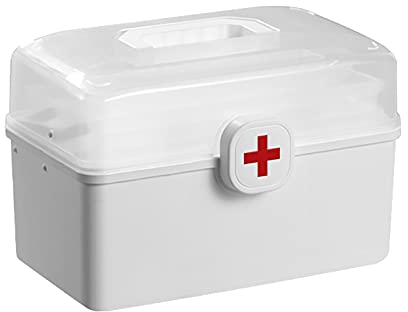 Botiquín botiquín, Caja de Almacenamiento, con Compartimentos, botiquín de Primeros Auxilios, Organizador de botiquín doméstico (Blanco 18x22x33cm)