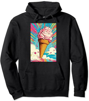 Gaufrier glacé cornet de glace glace pop art vintage rétro glacé café glacé Sweat à Capuche
