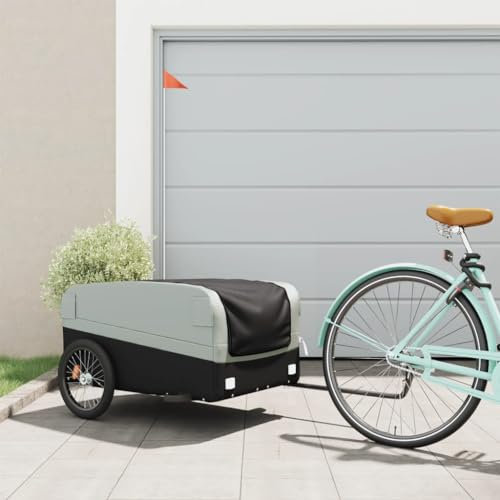 CIADAZ Cykelvagn svart och grå 45 kg järn, cykelkärra, lastvagn, handvagn, cykellastvagn, lastcykel – 94049
