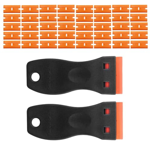 JCUGSBS Raschietto Vetroceramica, 2 PCS Raschietto + 40 Lame in plastica, Raschietto Forno per Vetro per Cucina e casa, Colla, Colore, Decalcomanie, Piano Cottura e Forno