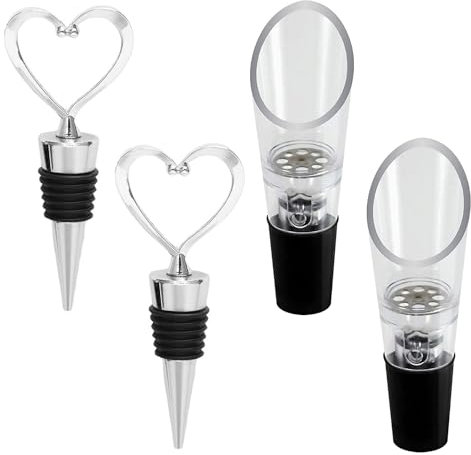 2 becs verseurs, 2 bouchons à vin, décanteur de vin rouge, distributeur de vin, aide au versement du vin, décanteur domestique, accessoire de bec verseur pour vin rouge, gazéificateur de vin rouge.