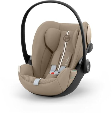 CYBEX Gold Babyschale Cloud G i-Size Plus, Inkl. Neugeboreneneinlage, Ab Geburt bis ca. 24 Monate, Für Kinder ab 40 cm bis 87 cm, Max. 13 kg, Almond Beige