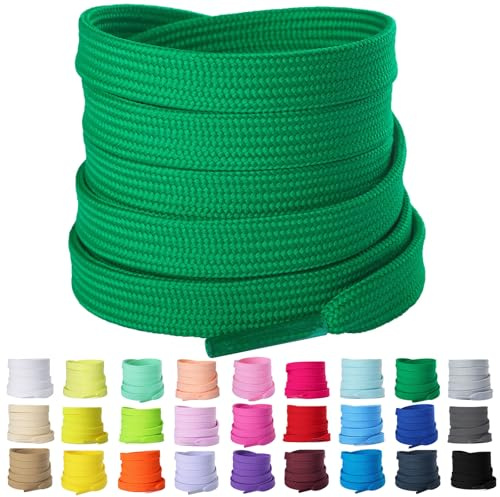 Olukssck 2 Paires de Lacets Chaussure Plats, Lacets Durable de Remplacement pour Baskets, Chaussures de Sport, Largeur 8 mm, Vert, 140cm