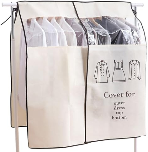 Obelunrp Cubierta del riel de Ropa, 35.43x43.31 Cubierta de Estante de Prenda a Prueba de Polvo, Estante de Ropa de Tela no Tejida, Polvo de Bolsillo Colgante para el para Camisas.