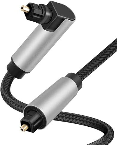 GELRHONR 90 Degree Optical Audio Cable, Right Angle Toslink Optical Cable, Digital Fiber Optic Cord for Sound Bar, TV, Home Theater, Game Console （2M/6.56Ft
