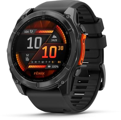 Garmin fēnix® 8 – 51 mm, AMOLED, Premium Multisport GPS Smartwatch, Long-Lasting Battery Life, Dive-Rated, Built-in LED Flashlight, Slate Gray with Black Band (Renewed)