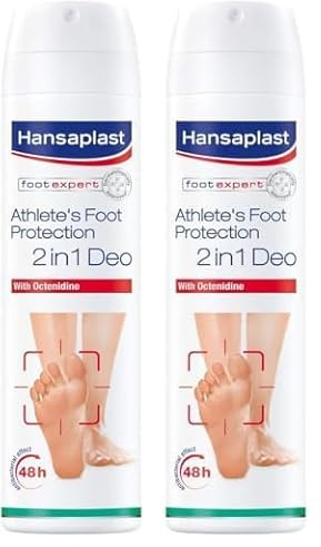 Hansaplast Fußpilz-Schutz 2in1 Deo (150 ml), antibakterielles Fußdeo mit 48h Schutz vor Fußgeruch, Fußspray zur Vorbeugung von Fußpilz (Packung mit 2)