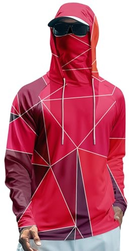 HSUAYEUD Hommes Sweats à Capuche Anti Uv UPF 50+ Protection Solaire T-Shirt à Manches Longues Sweats à Capuche à Séchage Rapide D'extérieur Chemise