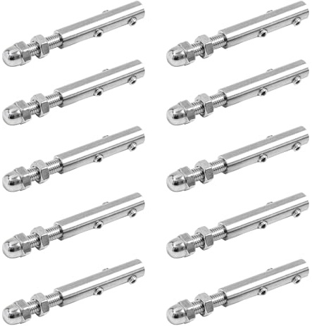 Tenditore Per Fune, 10PCS Morsetto Per Fune In Acciaio Inox 6mm Kit Di Terminale Filettato Per Funi Metalliche Con Perni Filettati Regolabile Di Tensione Per Ringhiere In Acciaio Inox