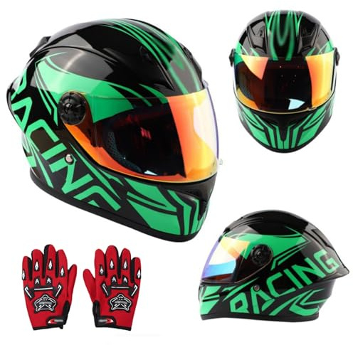 Kids Full Face Helmet for 3-12 Years Old Boys Girls Detachable Child Boys Girls Bike Helmet with Gloves Protective Gear for Cycling Skateboarding Roller Skating Cycle Helmet 13,L/(51~62cm)