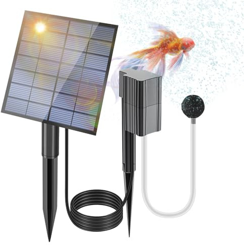 maykawe Aérateur Solaire pour Bassin, Pompe à Air Bassin Solaire 2.5W 7V 0.6L/Min avec Pierre à Air et Piquet, Bulleur Bassin Extérieur sans Fil sans Batterie pour Jardin Aquarium Hydroponie