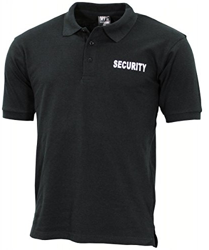 MFH Men's Polo Shirt with Security Print Black Size XL